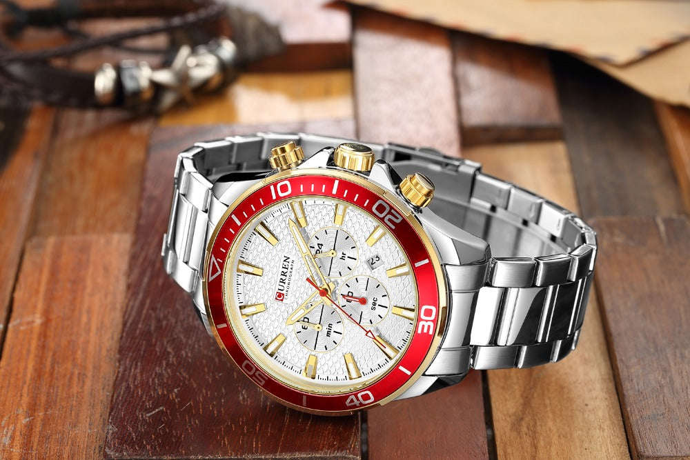 Mens Watches Luxury Quartz Stainless Steel Wristwatch YSYH Chronograph and Date