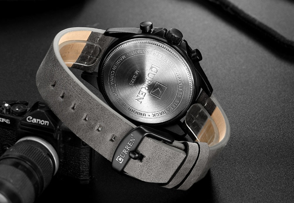 YSYH Luxury Chronograph Sports Men's Watch Casual Calendar Wristwatch with Leather Strap Male Clock