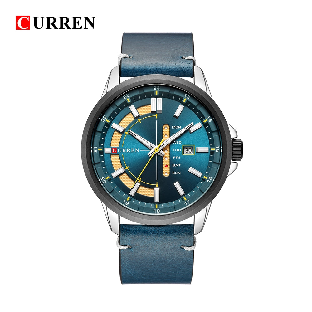 YSYH Leather Strap Watches Men Display Calendar Quartz Wrist Watch