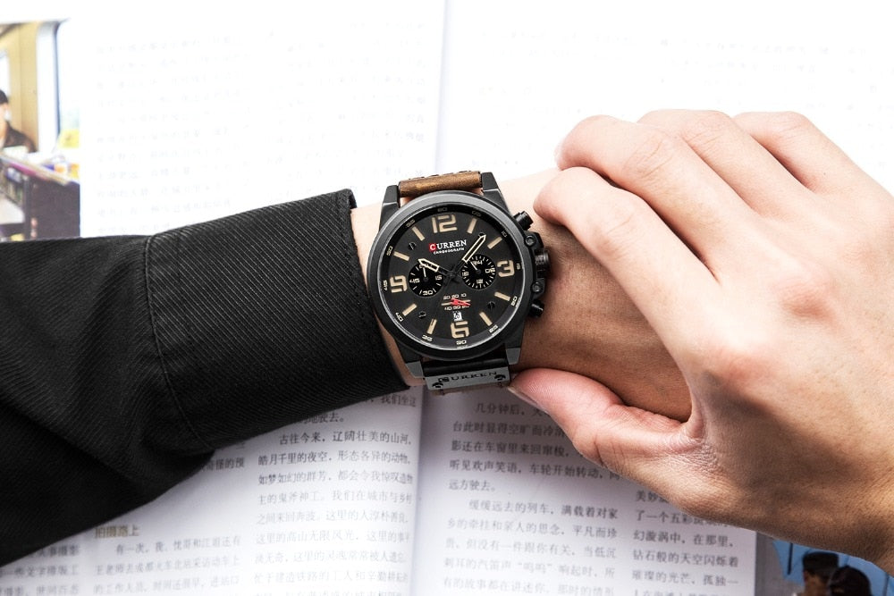 YSYH Classic Black White Chronograph Watch Men's Watches Casual Quartz Wristwatch Male Clock