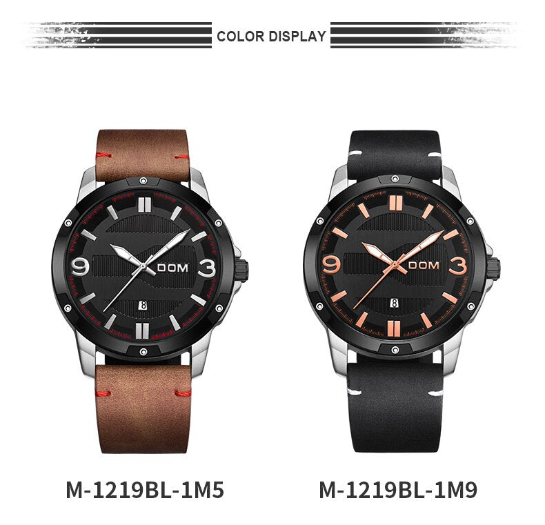 YSYH Men's Watch Waterproof Sports Casual Quartz Watch Men Leather Strap Luminous Pointer Multifunction Clock