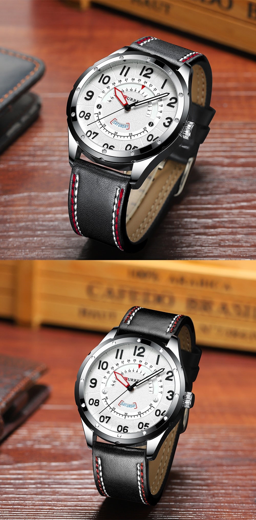 YSYH Casual Leather Strap Watch for Men Luxury Brand Military Green Clock Men Quartz Wristwatch Male Calendar Watch