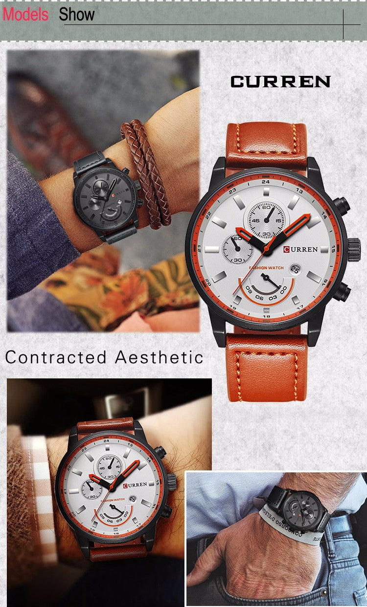 YSYH Man's Clock Analog Sport Watches Men's Leather Quartz Wrist Watch Man Clock Hombre Gifts For Men