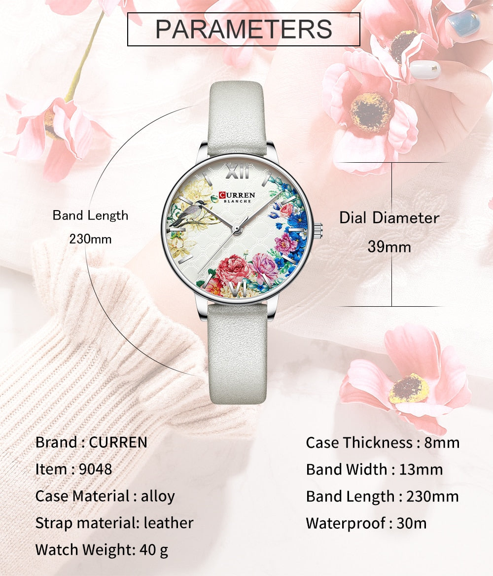 YSYH White Leather Watch for Women Watches Fashion Flower Quartz Wristwatch Female Clock Reloj Mujer Charms Ladies Gift