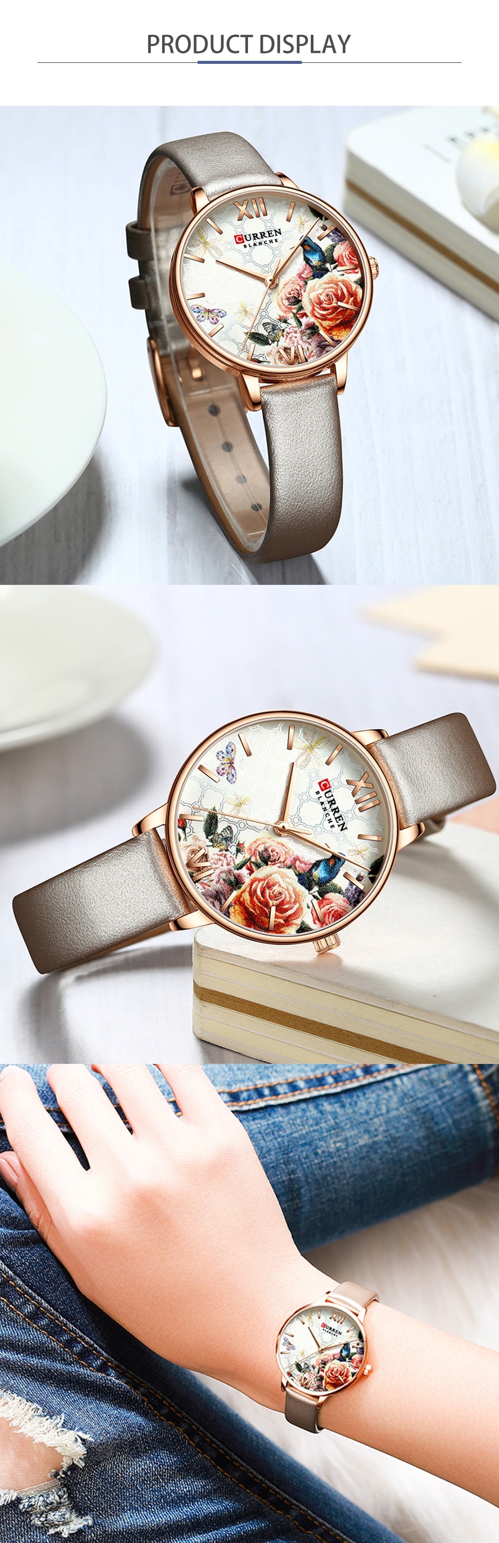 YSYH Beautiful Flower Design Watches Women Fashion Casual Leather Wristwatch Ladies Watch Female Clock Women's Quartz Watch