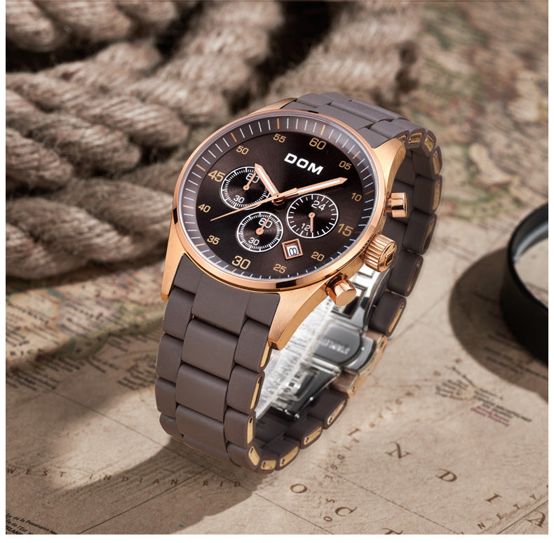 YSYH Men's Watch Calendar Week Show Waterproof Luminous Quartz Watch Men High Quality Movement Clock Gold