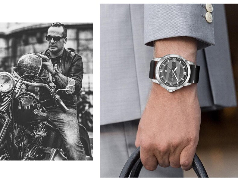 YSYH Men's Watch Waterproof Sports Casual Quartz Watch Men Leather Strap Luminous Pointer Multifunction Clock