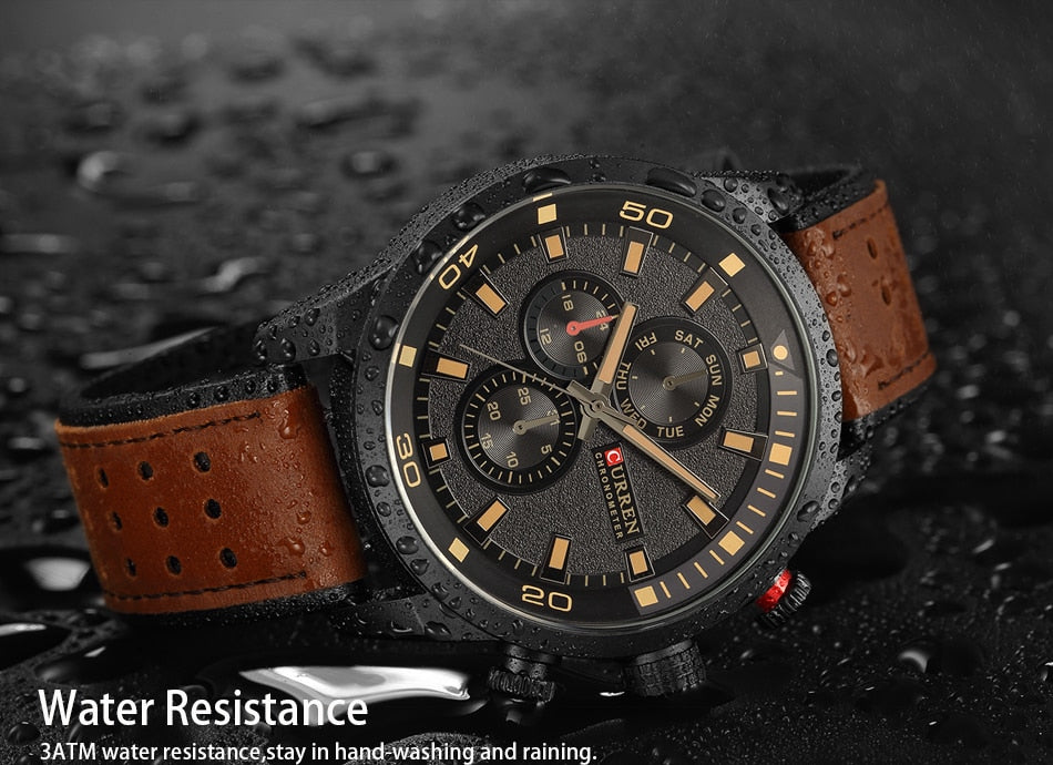 YSYH Brand Quartz Watch Men Military Leather Sports Watches