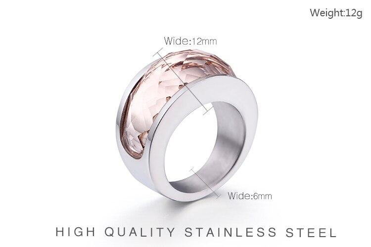 Rossny Wedding Crystal Party All Rings Gold/Silver Stainless Steel Colorful Stone Charm-Rossny