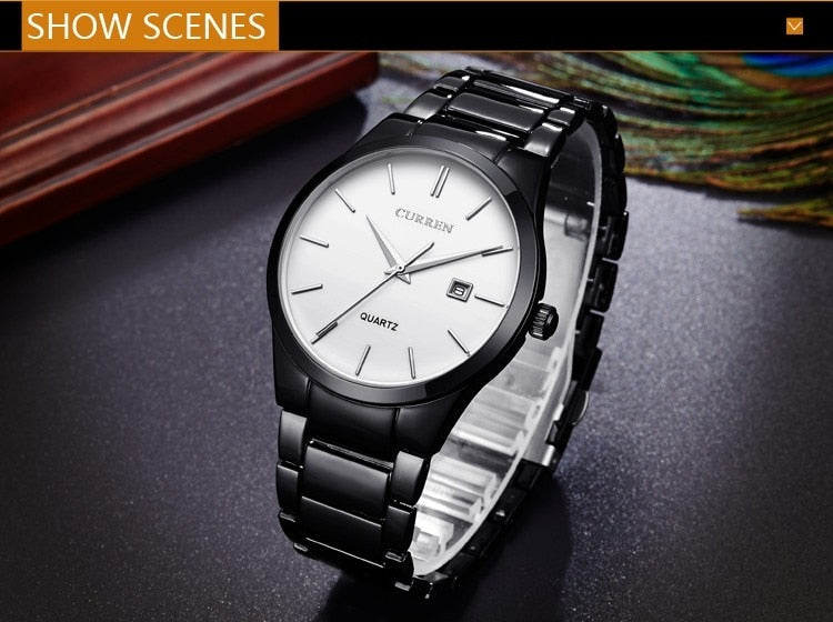 YSYH Luxury Classic Men Watches Display Date Quartz-watch Male Wristwatch Full Steel Clock