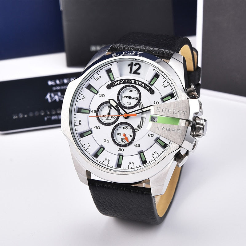 YSYH Mens Sport Watch Men Waterproof Quartz Watch Fashion Leather Strap Chronograph