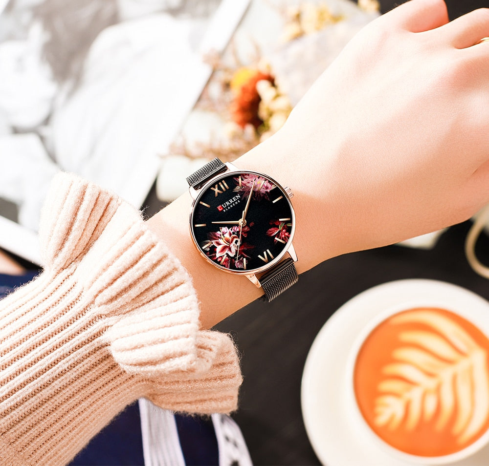 YSYH White Leather Watch for Women Watches Fashion Flower Quartz Wristwatch Female Clock Reloj Mujer Charms Ladies Gift