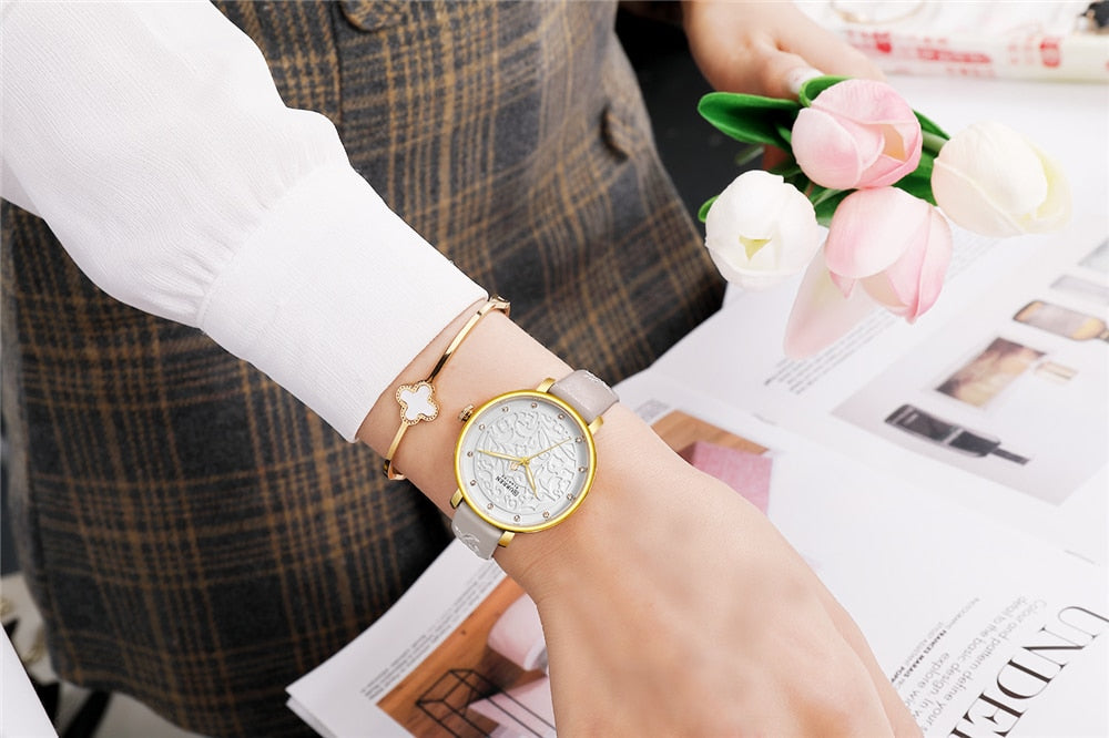 YSYH Women Watches Pink Leather Wristwatch with Rhinestone Ladies Clock Fashion Luxury Quartz Watch Relogio Feminino