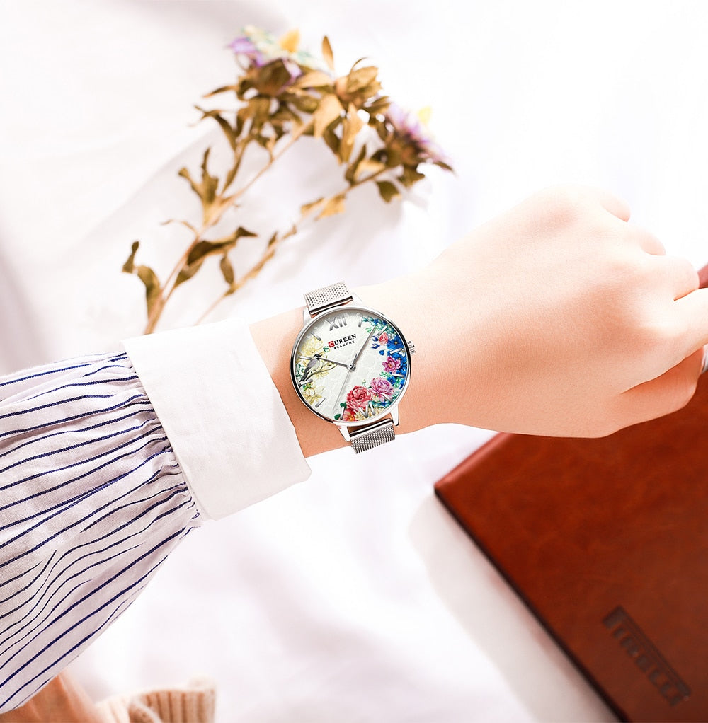 YSYH White Leather Watch for Women Watches Fashion Flower Quartz Wristwatch Female Clock Reloj Mujer Charms Ladies Gift