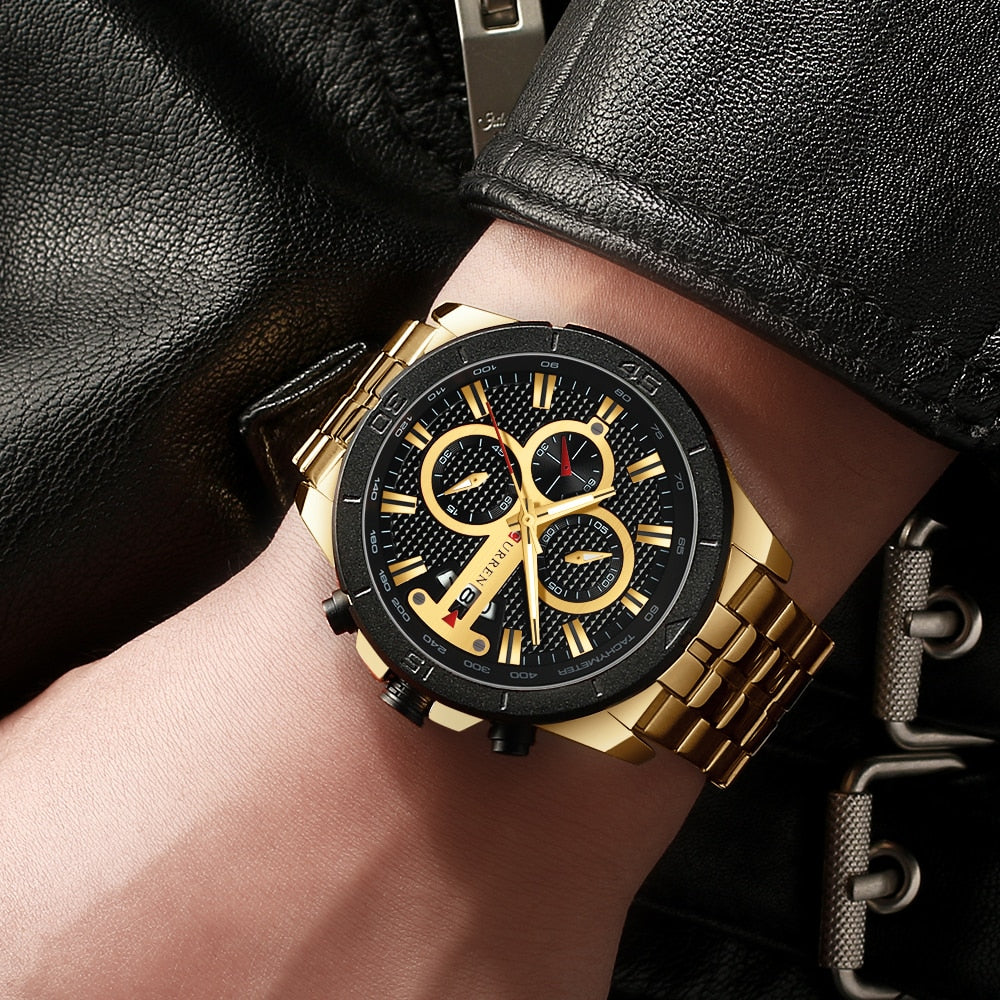 YSYH Watches Mens Luxury Brand Chronograph Sport Watch for Men Wristwatch with Stainless Steel Band Casual Clock