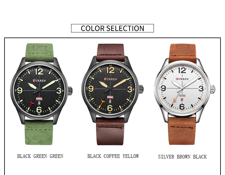YSYH Brand Luxury Casual Military Quartz Watch Men Wristwatch Leather Strap Calendar erkek kol saati