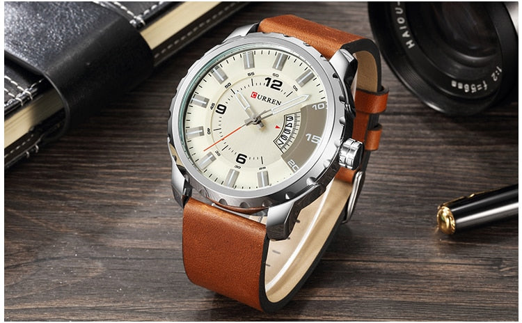 YSYH Men Sports Watches Dial Calendar Quartz Male Clock Leather Strap Watches Montre