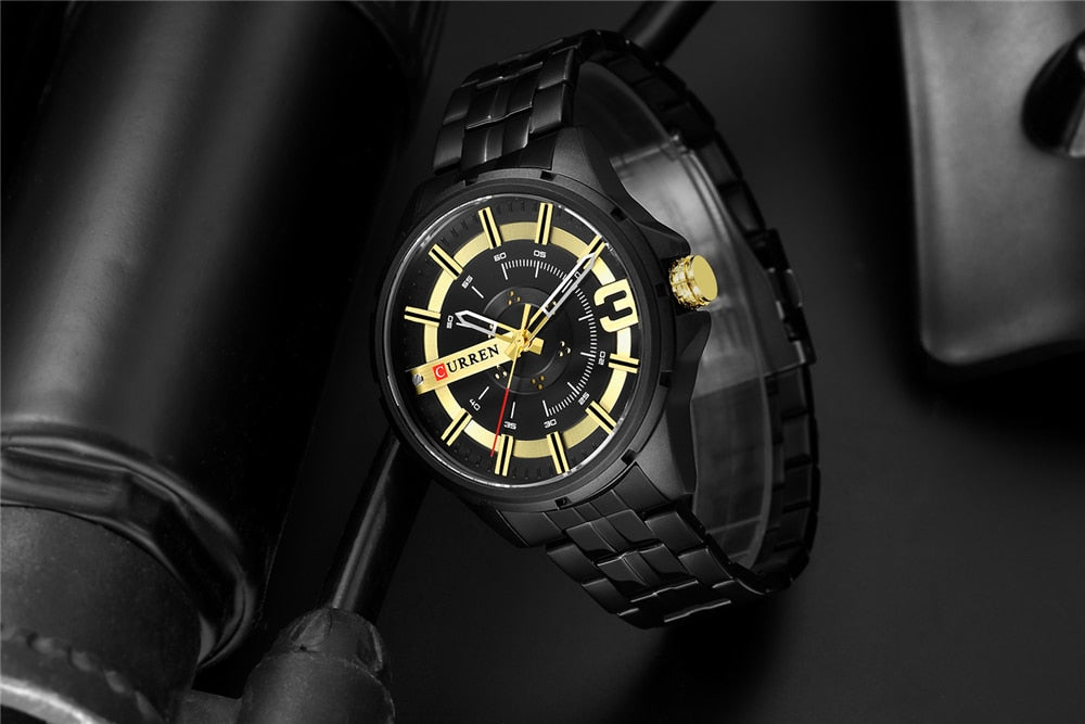 YSYH Gold Watches for Men Watch Business Men's Clock Fashion Quartz Stainless Steel Wrist watches Waterproof