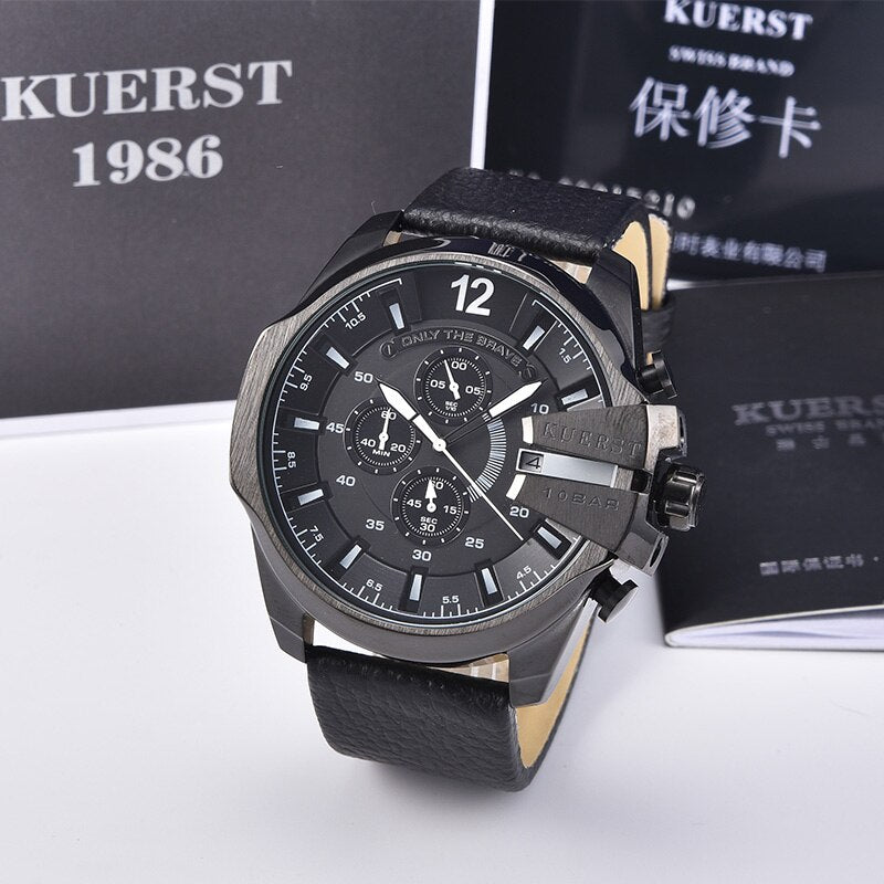 YSYH Mens Sport Watch Men Waterproof Quartz Watch Fashion Leather Strap Chronograph