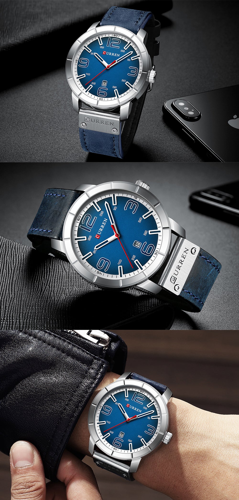 YSYH Classic Men's Watch Date Leather Strap Analog Military Quartz Wristwatch Clock