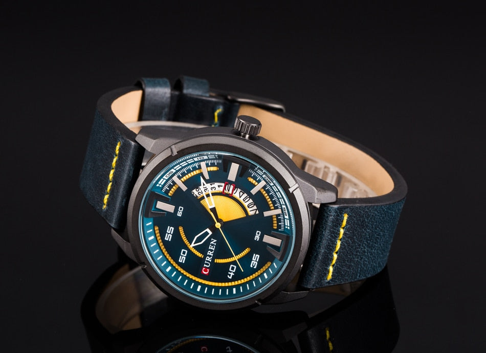 YSYH Creative Watches Casual Quartz Male Clock Display Date Leather Strap Men Wristwatch