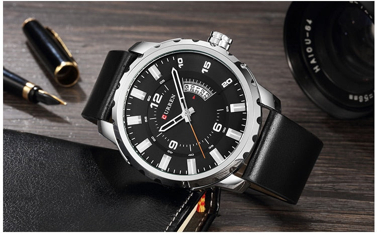 YSYH Men Sports Watches Dial Calendar Quartz Male Clock Leather Strap Watches Montre