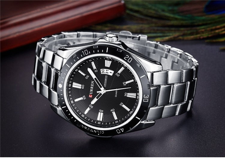 YSYH Men's Watches Luxury Fashion Business Quartz Wristwatch Full Steel Band Date Waterproof