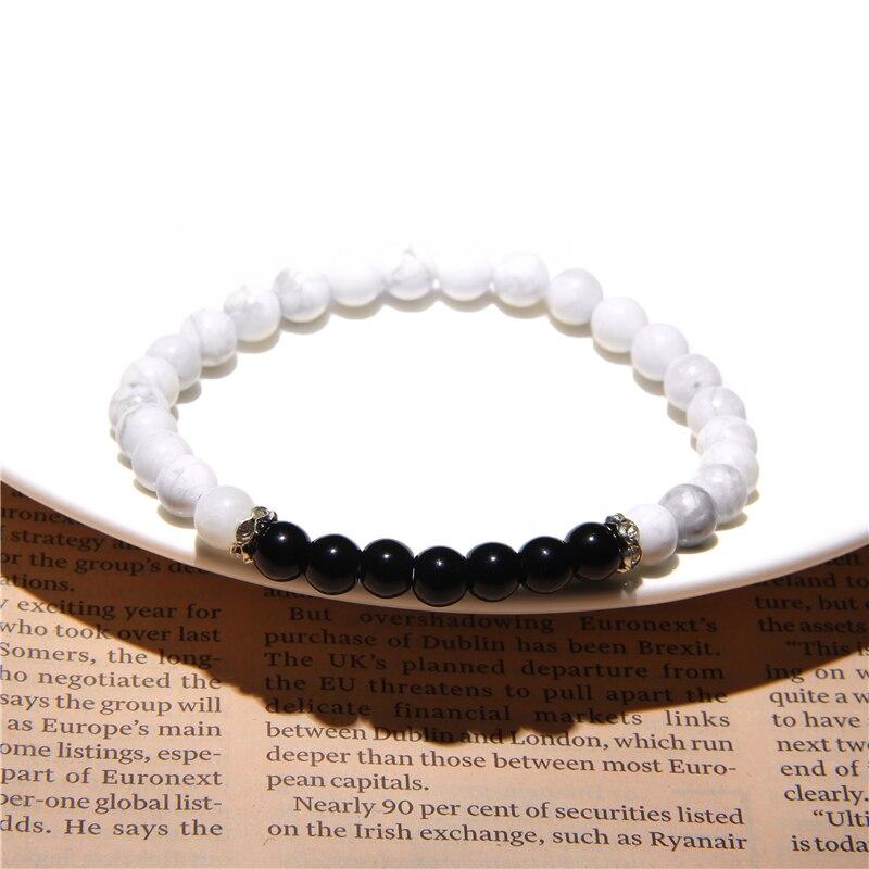 Black Onyx Stone Beaded Bracelet Turquoises Strand Bangle Buddha Jewelry-Bracelet-Rossny