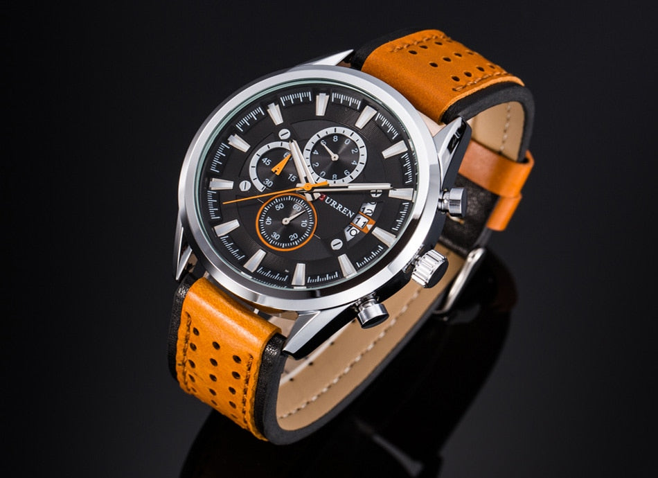 YSYH Brand Luxury Casual Military Quartz Sports Wristwatch Genuine Leather Strap Male Clock Chronograph Date Men Watches
