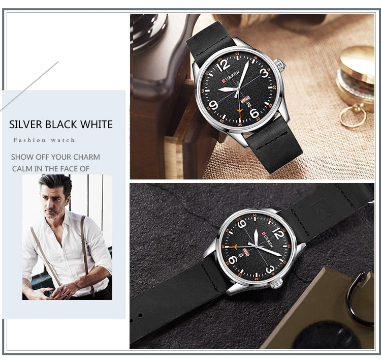 YSYH Brand Luxury Casual Military Quartz Watch Men Wristwatch Leather Strap Calendar erkek kol saati