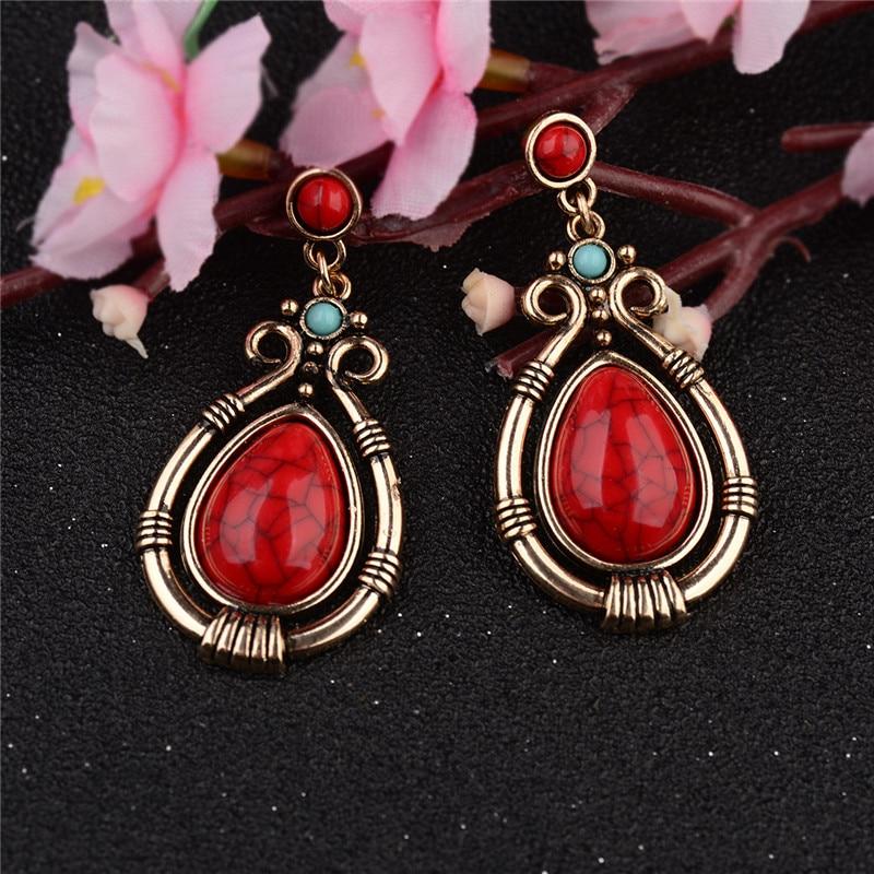 Turquoises Antique Dangles Earrings-Earrings-Rossny