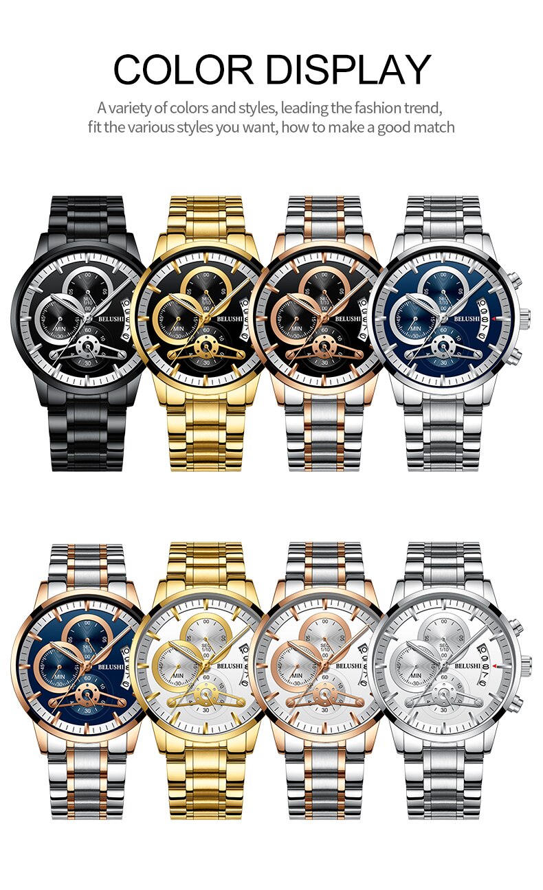 YSYH quartz watch men's gold business watch countdown calendar reloj hombre