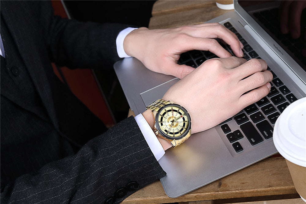 YSYH Gold Watches for Men Watch Business Men's Clock Fashion Quartz Stainless Steel Wrist watches Waterproof