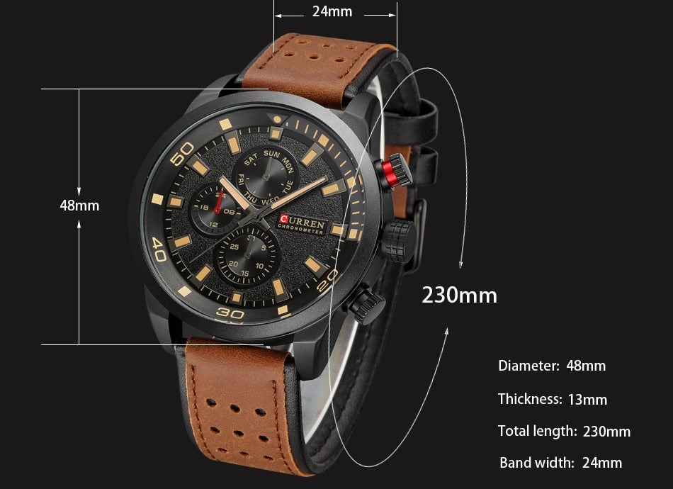YSYH Brand Quartz Watch Men Military Leather Sports Watches