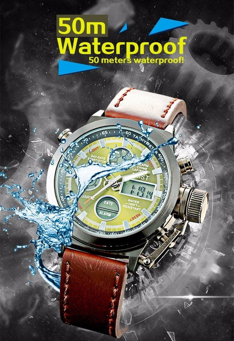 YSYH Wrangler Series Men's Watch 50 Meter Dive Leather Strap Military Watch Men's Waterproof Sports Quartz Alarm Clock New