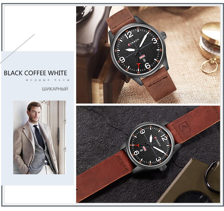 YSYH Simple style Calendar Casual Men Watches Leather Strap Male Clock Quartz Week Display Wrist Watch