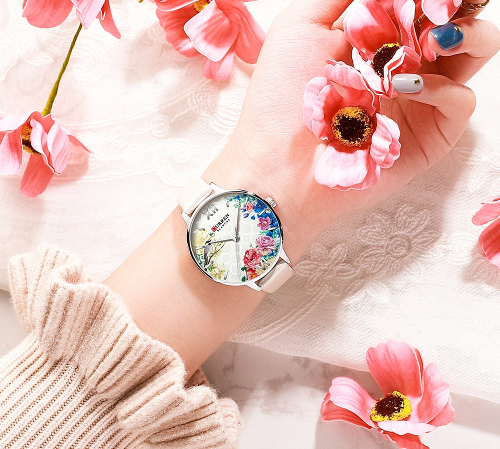 YSYH White Leather Watch for Women Watches Fashion Flower Quartz Wristwatch Female Clock Reloj Mujer Charms Ladies Gift