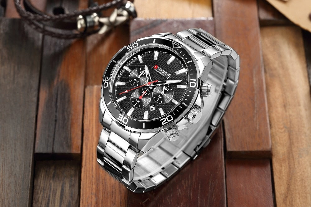 Mens Watches Luxury Quartz Stainless Steel Wristwatch YSYH Chronograph and Date