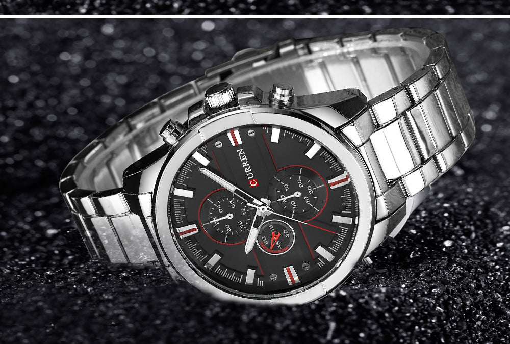 YSYH Classic Stainless Steel Strap Watches Men Military Analog Quartz Wristwatch For Mens Clock Casual Male Watch