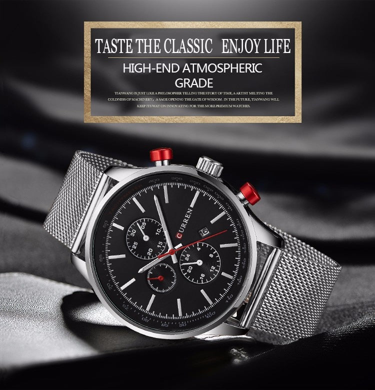 YSYH Brand Luxury Casual Sports Men Watches Stainless Steel Wristwatch Date Male Clock