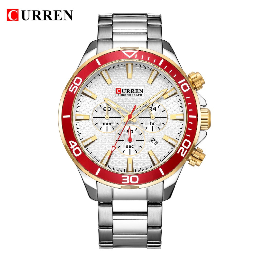 Mens Watches Luxury Quartz Stainless Steel Wristwatch YSYH Chronograph and Date