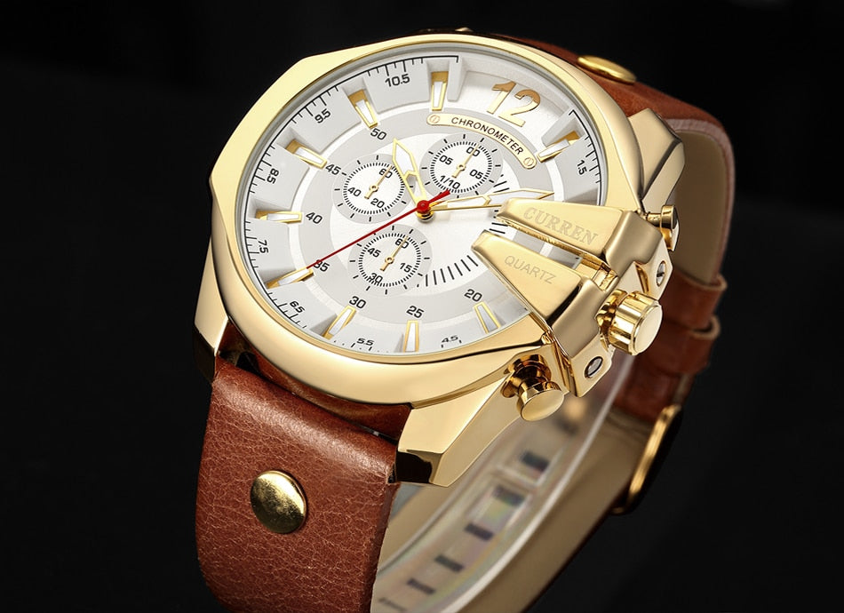 YSYH Luxury Leather Strap Sport Men Quartz Watch Military Male Clock