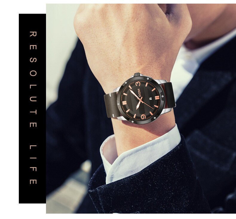 YSYH Men's Watch Waterproof Sports Casual Quartz Watch Men Leather Strap Luminous Pointer Multifunction Clock