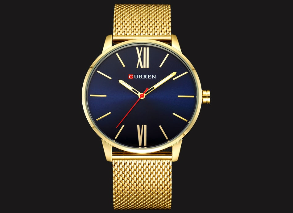 Golden Men Watch YSYH Quartz Watches Full Stainless Steel Band Simple Wristwatch