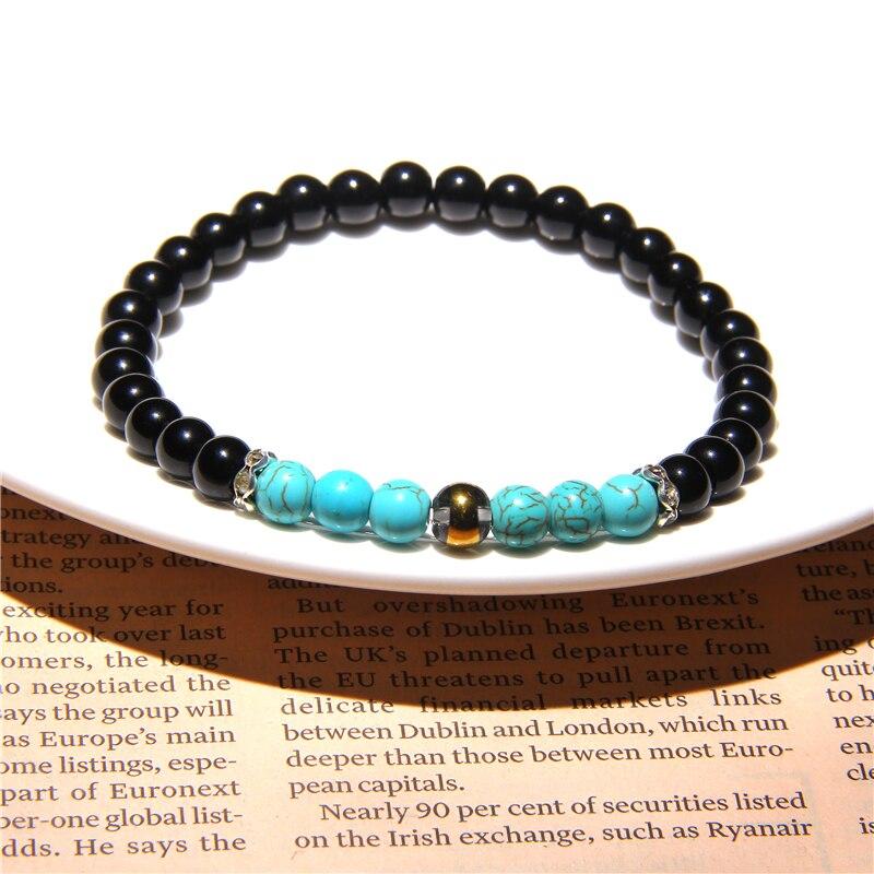 Black Onyx Stone Beaded Bracelet Turquoises Strand Bangle Buddha Jewelry-Bracelet-Rossny