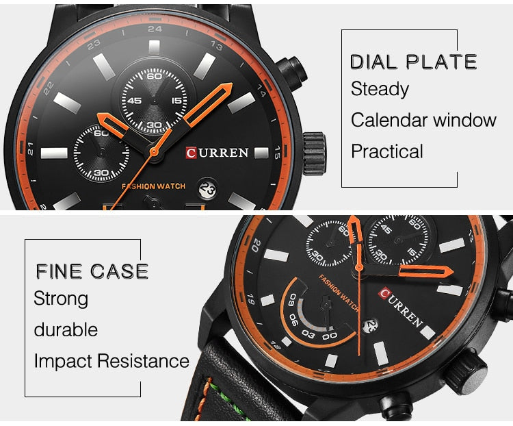 YSYH Men's Casual Analog Sport Quartz Watch Men Watches High Quality Leather Drop Shipping Wristwatch Male Clock