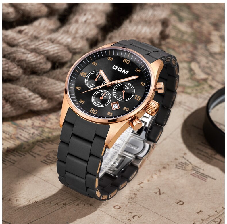 YSYH Men's Watch Calendar Week Show Waterproof Luminous Quartz Watch Men High Quality Movement Clock Gold