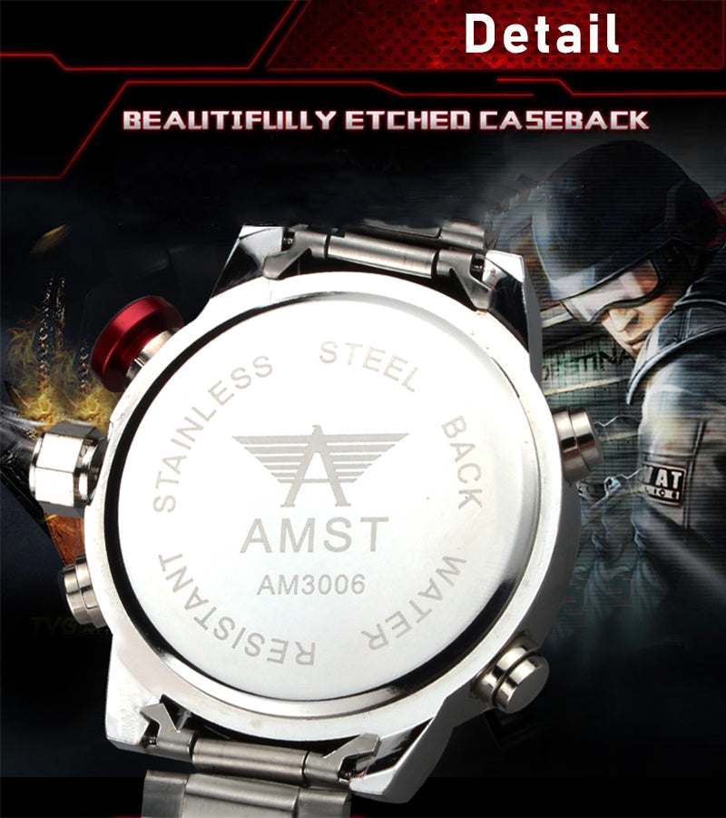 YSYH Men's G Style shock Watch LED Display Military Watch Men Double Display Watch 5Bars Waterproof Quartz Clock