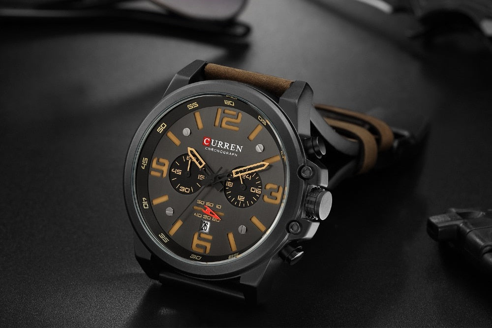 YSYH Classic Black White Chronograph Watch Men's Watches Casual Quartz Wristwatch Male Clock