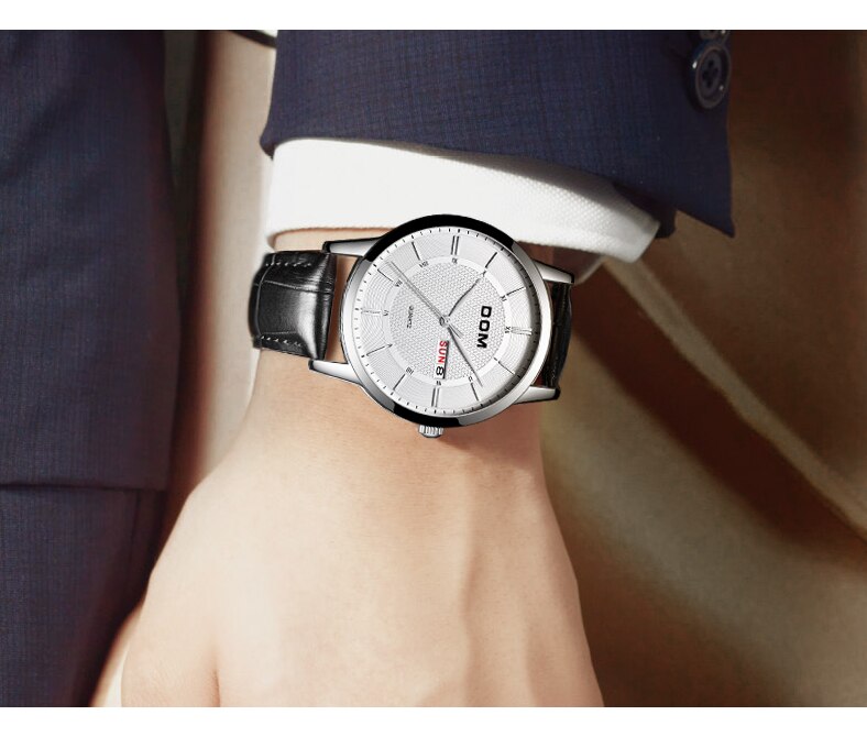 YSYH Men's Watches Ultra-thin Business Casual Leather Wrist Watch Calendar Display Waterproof Multi-function Quartz Clock